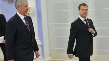 Президент РФ Д.Медведев и руководитель администрации президента РФ С.Собянин Д.Медведев предложил кандидатуру С.Собянина на пост мэра Москвы