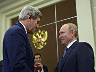 Президент России Владимир Путин и государственный секретарь США Джон Керри во время встречи в резиденции "Бочаров ручей" в Сочи Президент России Владимир Путин и государственный секретарь США Джон Керри во время встречи в резиденции "Бочаров ручей" в Сочи