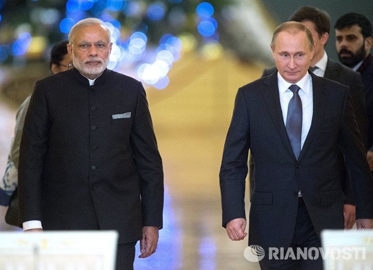 Встреча президента РФ В. Путина с премьер-министром Индии Н. Моди