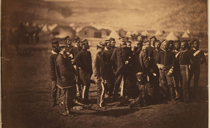 Солдаты, участвовашие в атаке легкой бригады во время Балаклавского сражения 1854 года, фотография Роджера Фентона