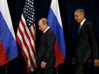 Российский президент Владимир Путин и американский лидер Барак Обама на сессии ГА ООН Российский президент Владимир Путин и американский лидер Барак Обама на сессии ГА ООН