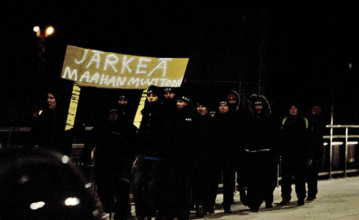 Демонстрация против мигрантов, при участии "Солдатов Одина" в Йоэнсуу, Финляндия