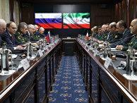 Министр обороны РФ Сергея Шойгу и министр обороны Ирана Хоссейн Дехган во время встречи в Москве Министр обороны РФ Сергея Шойгу и министр обороны Ирана Хоссейн Дехган во время встречи в Москве