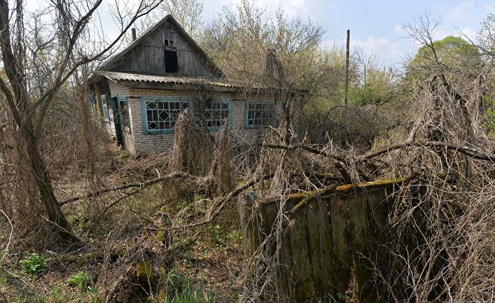 Заброшенный дом в деревне «Дроньки» на территории Полесского государственного радиационно-экологического заповедника