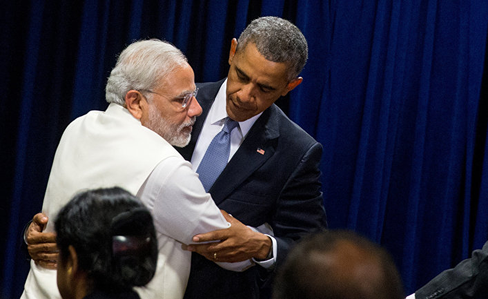 Барак Обама и Нарендра Моди во время 70-й сессии Генеральной ассамблеи ООН