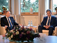 Президент РФ Владимир Путин и президент Финляндской Республики Саули Ниинистё во время встречи в Наантали Президент РФ Владимир Путин и президент Финляндской Республики Саули Ниинистё во время встречи в Наантали