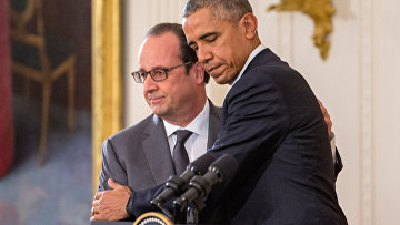 Президент США Барак Обама и президент Франции Франсуа Олланд