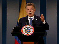 Президент Колумбии Хуан Мануэль Сантос во время пресс-конференции в Боготе Президент Колумбии Хуан Мануэль Сантос во время пресс-конференции в Боготе