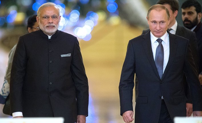 Встреча президента РФ В. Путина с премьер-министром Индии Н. Моди