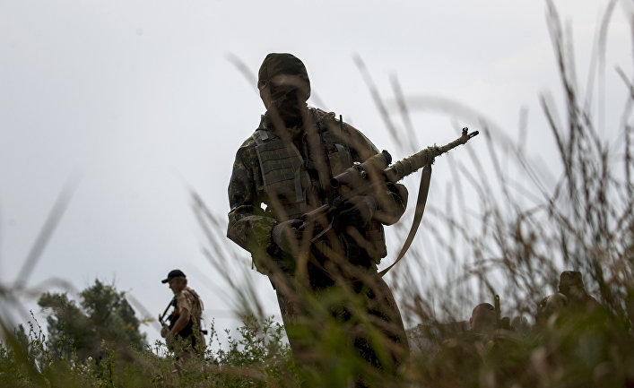 Бойцы батальона «Донбасс» в городе Марьинка Донецкой области