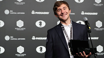 Сергей Карякин на церемонии награждения в Нью-Йорке