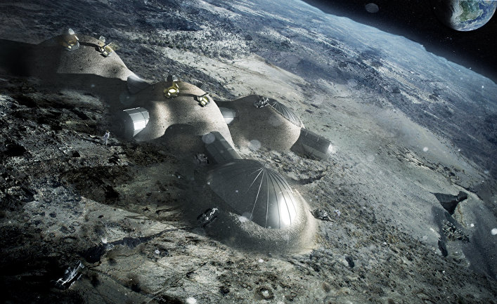 Эскиз проекта «Лунный поселок» Европейского космического агентства (ESA)