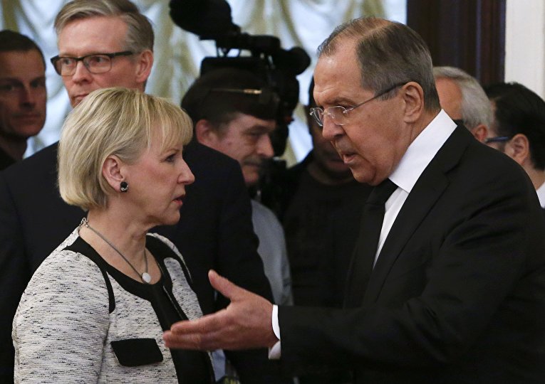 Министр иностранных дел России Сергей Лавров и Министр иностранных дел Швеции Маргот Валльстрём