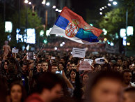 Акция протеста против премьер-министра Александра Вучича в Белграде Акция протеста против премьер-министра Александра Вучича в Белграде