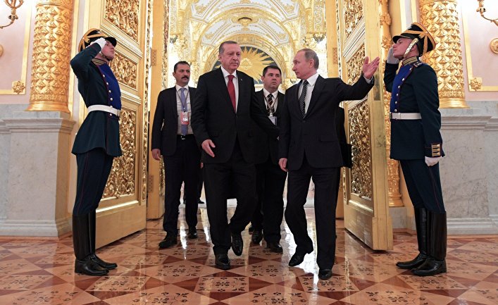 Президент РФ Владимир Путин и президент Турции Реджеп Тайип Эрдоган