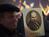 Участник акции сторонников евроинтеграции на Площади Независимости в Киеве Участник акции сторонников евроинтеграции на Площади Независимости в Киеве