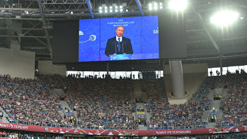 Президент РФ Владимир Путин на стадионе «Санкт-Петербург»