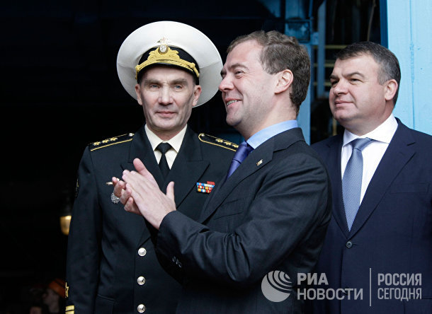 Дмитрий Медведев принял участие в торжественной церемонии спуска на воду головной многоцелевой подлодки "Северодвинск" Рабочая поездка Дмитрия Медведева в Северодвинск