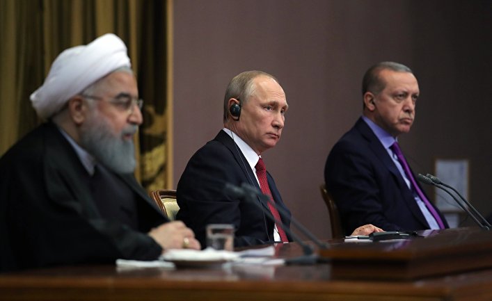 Владимир Путин, Хасан Роухани и Реджеп Тайип Эрдоган
