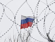 Флаг РФ на крыше российского посольства в Киеве Флаг РФ на крыше российского посольства в Киеве