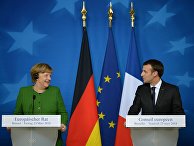 Канцлер Германии Ангела Меркель и президент Франции Эммануэль Макрон на саммите ЕС в Брюсселе. 23 марта 2018 Канцлер Германии Ангела Меркель и президент Франции Эммануэль Макрон на саммите ЕС в Брюсселе. 23 марта 2018