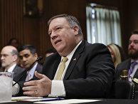 Госсекретарь США Майк Помпео на слушаниях в международном комитете сената. 24 мая 2018 Госсекретарь США Майк Помпео на слушаниях в международном комитете сената. 24 мая 2018