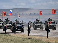 Парад участников военных маневров "Восток-2018" на забайкальском полигоне "Цугол"