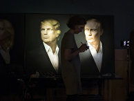 Портреты Дональда Трампа и Владимира Путина в пабе Union Jack в Москве Портреты Дональда Трампа и Владимира Путина в пабе Union Jack в Москве
