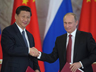 Владимир Путин и Си Цзиньпин на подписании совместного заявления о взаимовыгодном сотрудничестве и углублении отношений, всеобъемлющего партнерства и стратегического взаимодействия. Владимир Путин и Си Цзиньпин на подписании совместного заявления о взаимовыгодном сотрудничестве и углублении отношений, всеобъемлющего партнерства и стратегического взаимодействия.