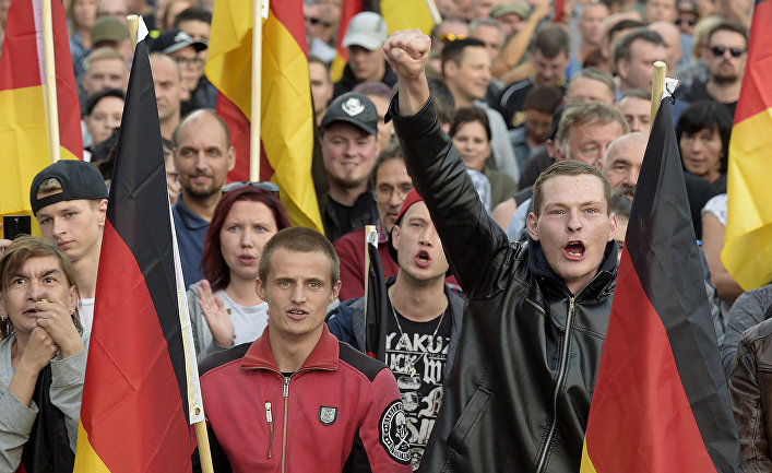 Акция протеста против мигрантов в Хемнице, Германия