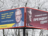 Предвыборные плакаты президента Украины Петра Порошенко и бывшего министра обороны Украины Анатолия Гриценко Предвыборные плакаты президента Украины Петра Порошенко и бывшего министра обороны Украины Анатолия Гриценко