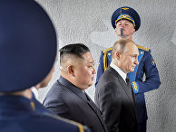 Президент РФ Владимир Путин и председатель Госсовета Корейской Народно-Демократической Республики Ким Чен Ын Президент РФ Владимир Путин и председатель Госсовета Корейской Народно-Демократической Республики Ким Чен Ын