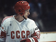 Нападающий сборной СССР Александр Скворцов. Чемпионат мира и Европы по хоккею с шайбой Нападающий сборной СССР Александр Скворцов. Чемпионат мира и Европы по хоккею с шайбой