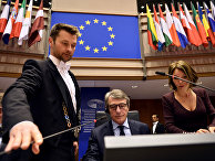 Председатель Европейского парламента Давид Сассоли открывает пленарное заседание, Брюссель, Бельгия Председатель Европейского парламента Давид Сассоли открывает пленарное заседание, Брюссель, Бельгия