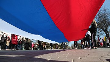 Флешмоб, посвященный шестой годовщине воссоединения Крыма с Россией