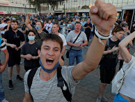 Участники акций протеста в Минске, Белоруссия Участники акций протеста в Минске, Белоруссия