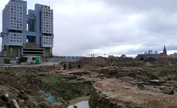 Раскопки на месте замка Кёнигсберг в Калининграде в 2018 году