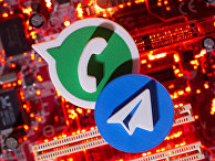 Логотипы Telegram и WatsApp Логотипы Telegram и WatsApp