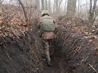 Украинский военный на линии разграничения между ДНР и Украиной Украинский военный на линии разграничения между ДНР и Украиной