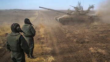 Танк Т-90А на командно-штабных учениях